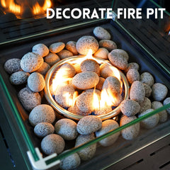 GasSaf Lava Rock Pebbles in a fire pit setup
