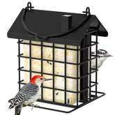 Gbekery All-Metal Double Suet Bird Feeder side view with black roof