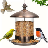 Gbekery Metal Bird Feeder Copper front view with hanging wire