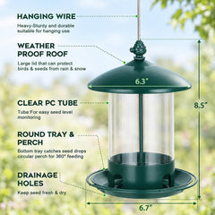 Gbekery Metal Bird Feeder showing 360° feeding tray