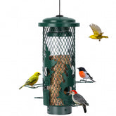 Gbekery Metal Squirrel Proof Bird Feeder front view in green