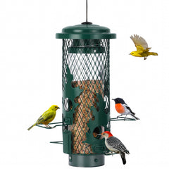 Gbekery Metal Squirrel Proof Bird Feeder front view in green