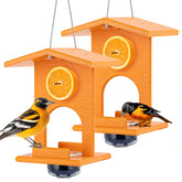Gbekery Oriole Feeder orange model front view with removable glass cup