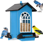 Gbekery Squirrel Proof Bird Feeder, blue metal design front view