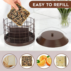 Gbekery Squirrel Proof Suet Bird Feeder holding two suet cakes