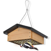 Gbekery Upside-Down Suet Feeder front view made of cedar wood