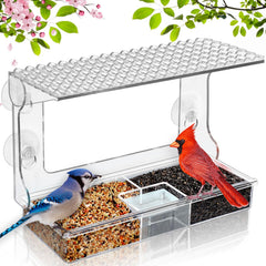 Gbekery Window Bird Feeder front view with suction cups