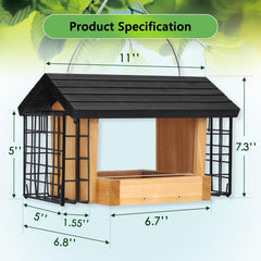 Gbekery Wooden Bird Feeder side view showcasing cedar wood