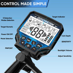 GDDREAM Metal Detector MD7011 backlit LCD display close-up