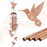 GDNSFIT Hummingbird Wind Chimes front view with large hummingbird