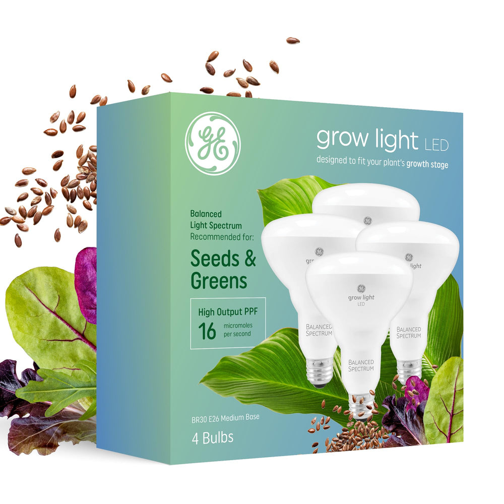 GE Grow Lights for Indoor Plants, 4 Pack BR30 floodlight bulbs