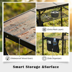 Geastsheng Small Folding Camping Table showing adjustable height features