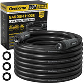 GEEHOME 50ft garden hose front view with swivel fittings
