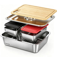 Geesta 5-in-1 Grilling Prep & Serve Trays set with deep tray and small trays