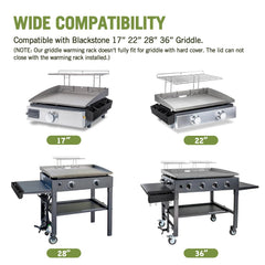 Geesta Griddle Warming Rack installed on Blackstone griddle