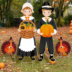 Geetery Fall Thanksgiving outdoor yard decoration pilgrim boy figure