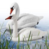 Geetery Swan Decoy front view floating on water