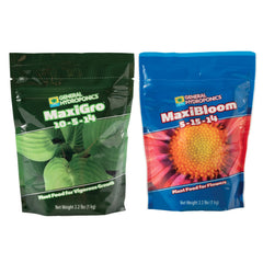 General Hydroponics MaxiBloom and MaxiGro Nutrients Set, 2.2 lb powder packaging