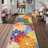 GENIMO 2.5x8 Outdoor Runner Rug front view showcasing floral design