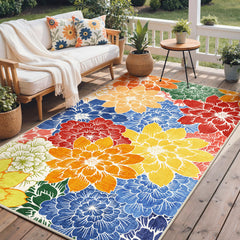 GENIMO 4x6 Outdoor Rug Multicolor on patio