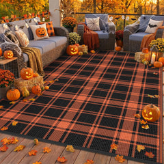GENIMO 6'x9' Outdoor Rug in dark orange with geometric design