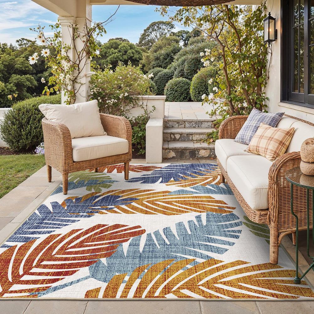 GENIMO 8x10 Outdoor Rug in Tropical Rust front view