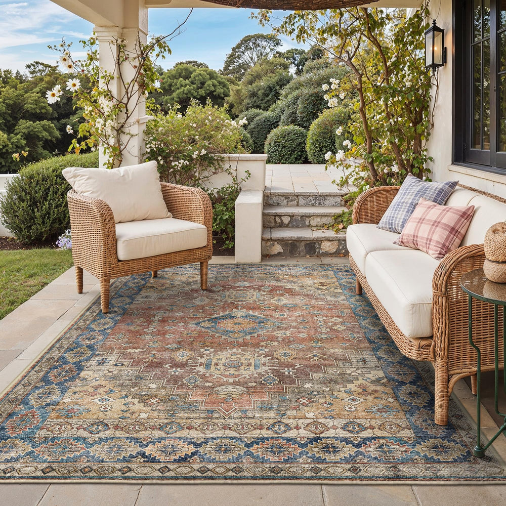 GENIMO Indoor Outdoor Rug 6'x9' in Dusty Blue front view