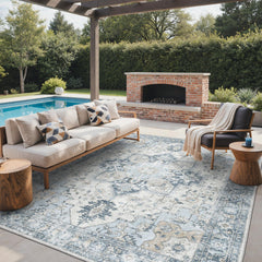GENIMO Indoor Outdoor Rug Light Blue 8x10 front view