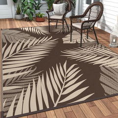 GENIMO Outdoor Rug 10'x14' palm leaf design front view