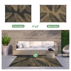 GENIMO Outdoor Rug 4'x6' Black Brown on patio