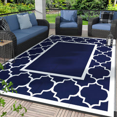 GENIMO Outdoor Rug 4'x6' blue and white front view