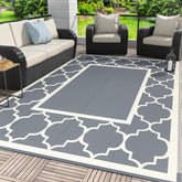 GENIMO Outdoor Rug 5'x8' Grey White front view