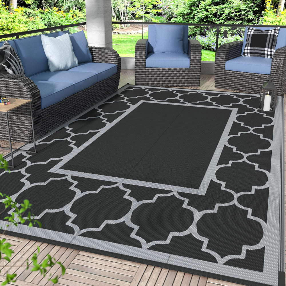 GENIMO Outdoor Rug 5'x8' in black and grey design