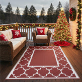 GENIMO outdoor rug 5'x8' red and white front view