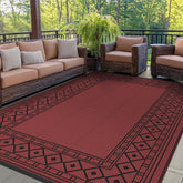 GENIMO Outdoor Rug 6' x 9' Red and Black front view