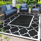 GENIMO Outdoor Rug 6'x9' black and white design front view