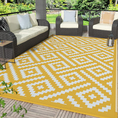 GENIMO outdoor rug 6'x9' yellow and white front view