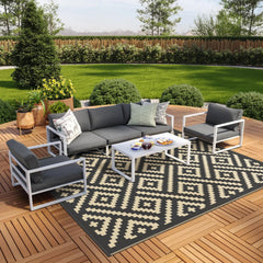 GENIMO Outdoor Rug 8'x10' black beige front view