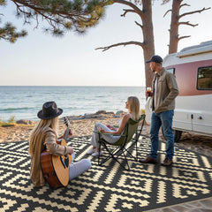 GENIMO Outdoor Rug 8'x10' black beige in outdoor setting
