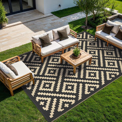 GENIMO Outdoor Rug 8'x10' black beige side view
