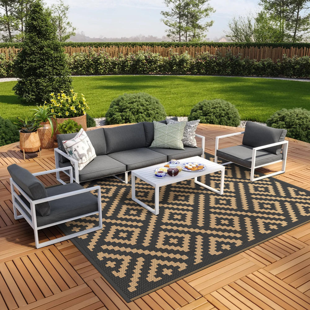 GENIMO Outdoor Rug 8'x10' black brown front view
