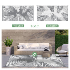 GENIMO Outdoor Rug 8'x16' showing double-sided pattern