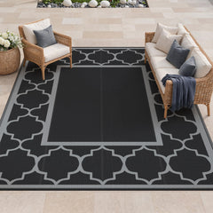 GENIMO outdoor rug 9'x12' black gray front view