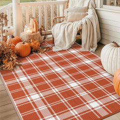 GENIMO Outdoor Rug set up on a patio with furniture