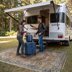 GENIMO rug on patio setting with outdoor furniture