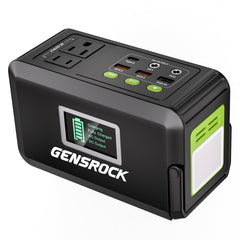 GENSROCK Portable Power Station front view with LED flashlight