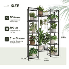 GENTINGBRO 14-tier plant stand outdoor setup with hanging plants