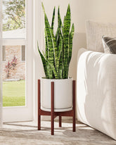 GENTINGBRO Adjustable Bamboo Plant Stand in reddish brown color