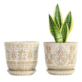 Gepege 6 Inch ceramic plant pot set with drainage, white