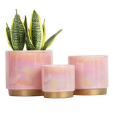 Gepege 6-inch ceramic plant pot with rainbow pearlescent glaze